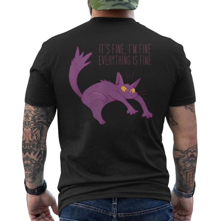 Gato Divertido Está Bien Estoy Bien Todo Está Bien Camiseta Hombre Estampado Espalda