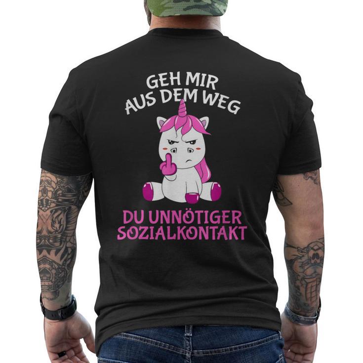 Geh Mir Aus Dem Weg Du Unnötiger Sozialkontakt Unicorn T-Shirt mit Rückendruck