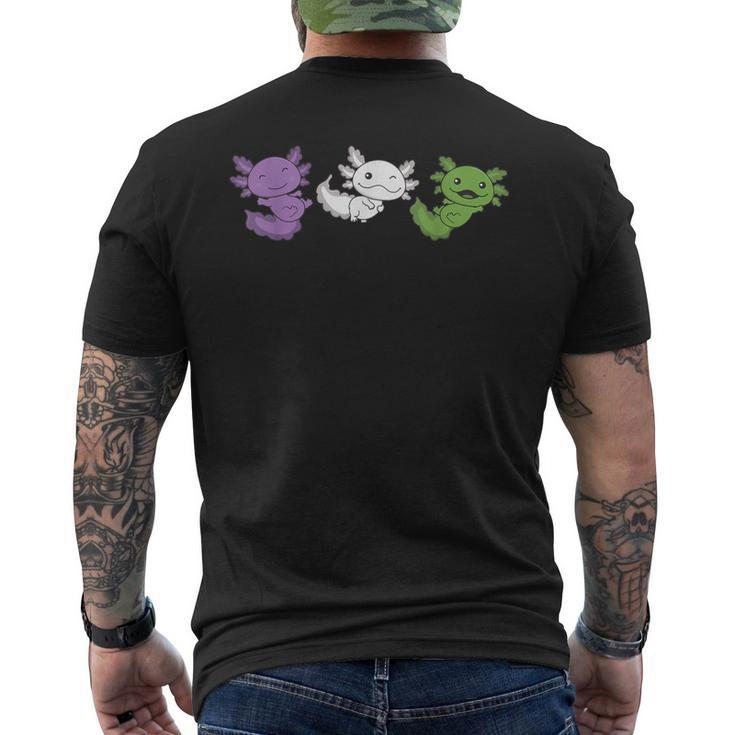 Genderqueer Flag Pride Lgbtq Axolotl T-Shirt mit Rückendruck