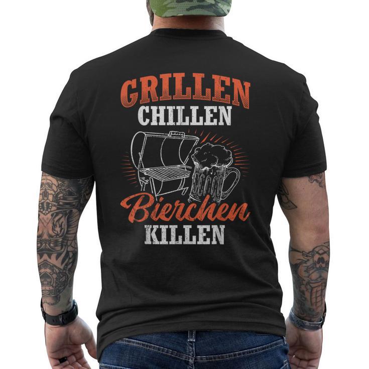 Grillen Chillen Bierchen Killen Saying S T-Shirt mit Rückendruck