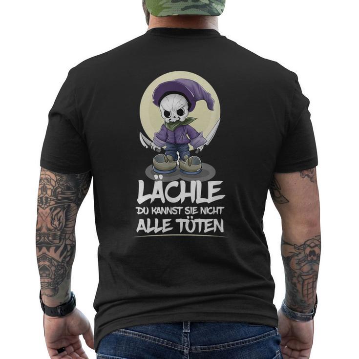 Grim Reaper Lächle Du Kannst Sie Nicht Alle Töten Skeleton T-Shirt mit Rückendruck