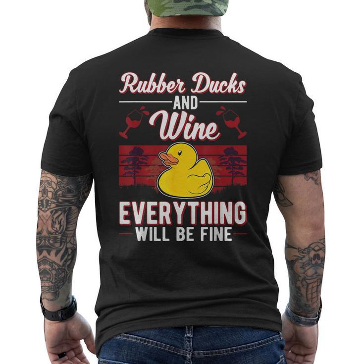 Gummiente Und Wein Badeente Quietscheente Gummiente T-Shirt mit Rückendruck