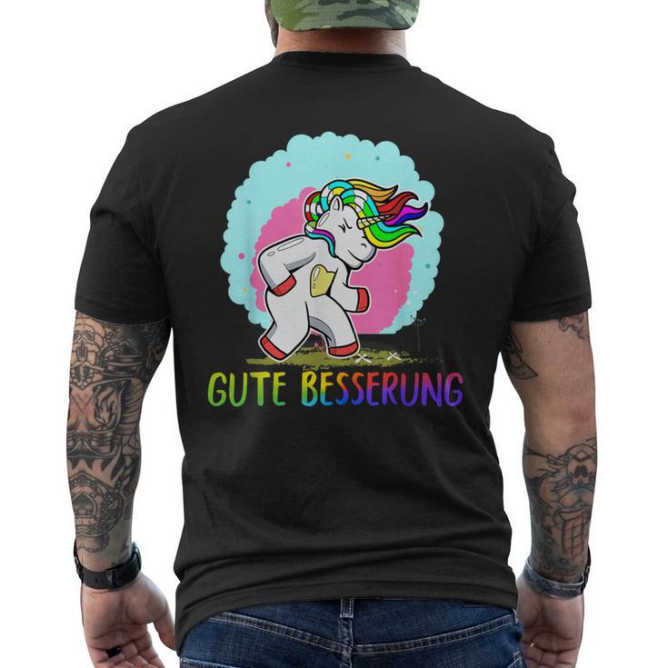 Gute Besserung Unicorn Unicorn Belly Pain Sick Flu T-Shirt mit Rückendruck