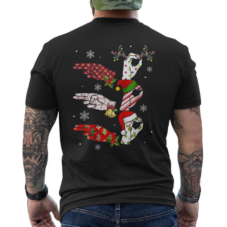 Ho Ho ASL Sign Language Deaf Pride Family Pajamas Christmas Men's Back ...