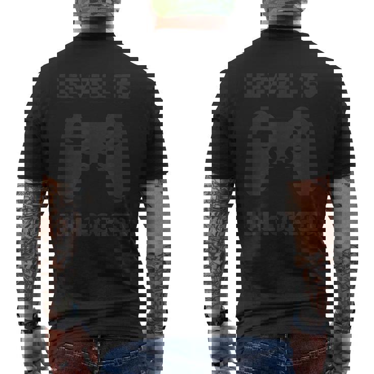 Hombre Nivel 15 Desbloqueado Gamer 15 Cumpleaños Para Niño Y Niña Camiseta Hombre Estampado Espalda
