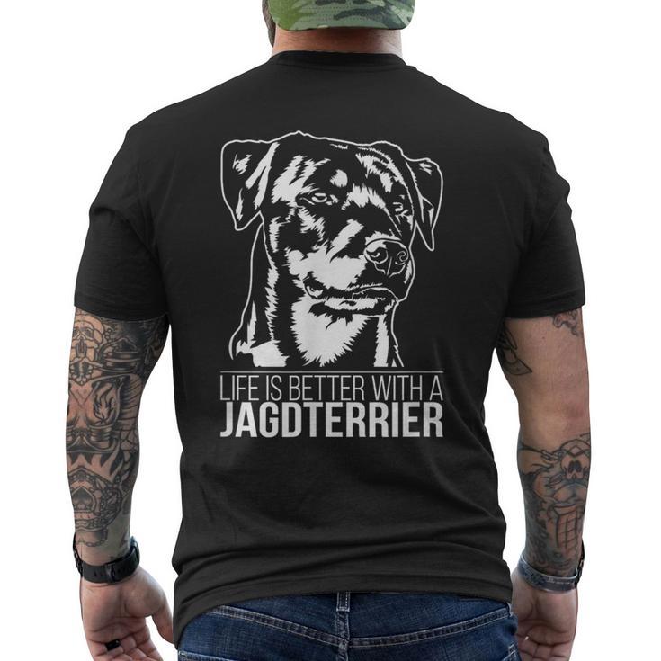 Hunting Terrier Life Is Better Slogan Dog T-Shirt mit Rückendruck