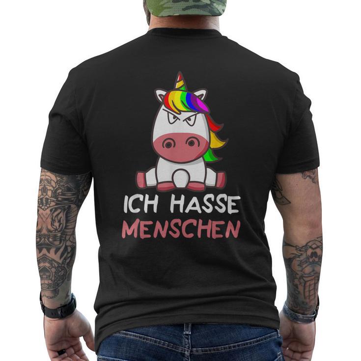 Ich Hasse Menschen Unicorn T-Shirt mit Rückendruck