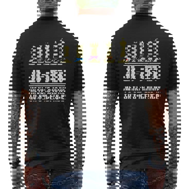 Jiu Jitsu Ajedrez Rank Cinturón Bjj Luchador Camiseta Hombre Estampado Espalda