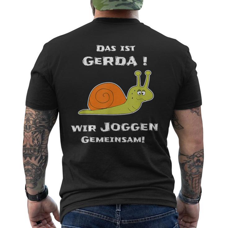 Joggen Sport Lustiger Spruch Das Ist Gerda Wir Joggen Gemeinsam Laufen Slow Schnecke Short-Sleeved S T-Shirt mit Rückendruck