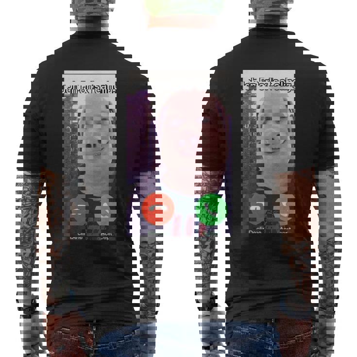 John Pork Sta Chiamando Divertente Risposta Chiamata Telefono T-shirt da uomo con stampa posteriore