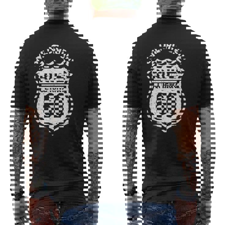 Just Over The Hill Divertente 60 ° Compleanno Route Old Highway T-shirt da uomo con stampa posteriore