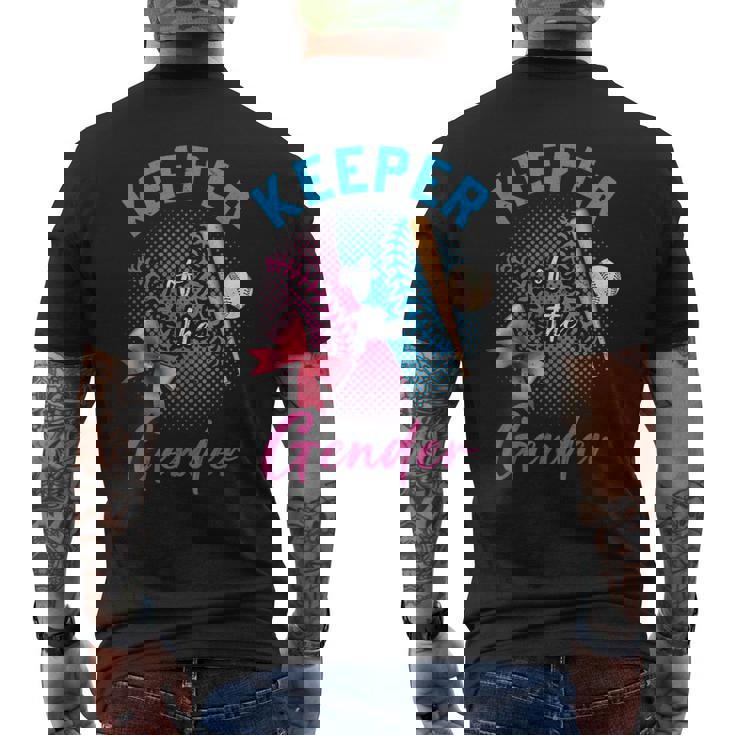 Keeper Of The Gender Baseball Or Bows Gender Reveal Party Men's T-shirt Back Print