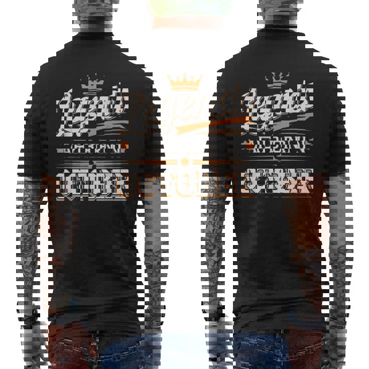Legends Are Born October Crown And Stars Birthday Men's T-shirt Back Print