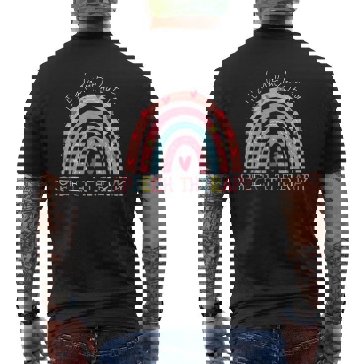 Logopedia Linguaggio Patologo Slp Arcobaleno T-shirt da uomo con stampa posteriore