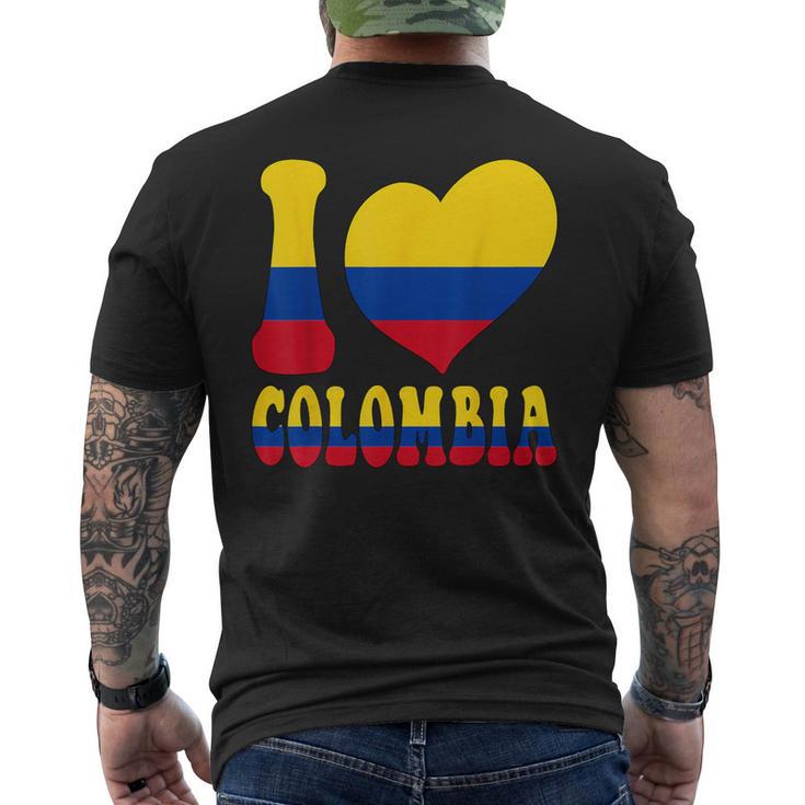 I Love Colombia I Love Bogotá Colombia Bandera Corazón Gráfico Camiseta Hombre Estampado Espalda