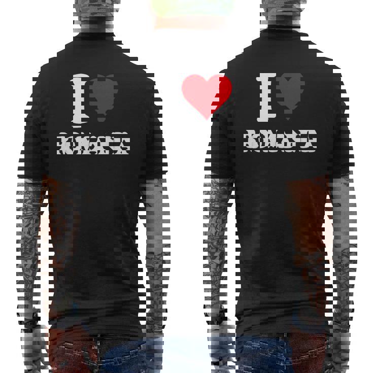 I Love Rumania Corazón Regalo Rumano Rumana Camiseta Hombre Estampado Espalda