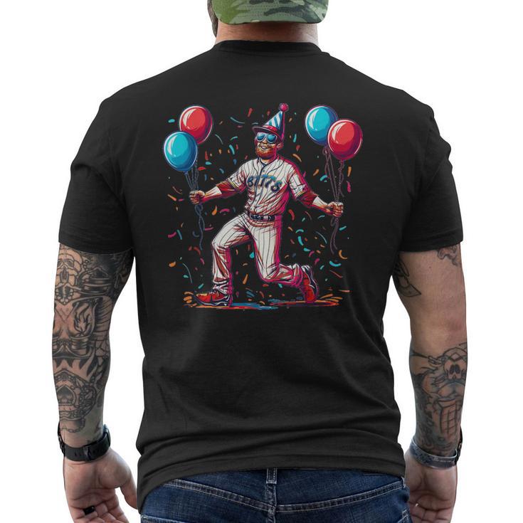 Lustiger Baseballspieler Mit Geburtstagsballons Und Hut Kostüm T-Shirt mit Rückendruck