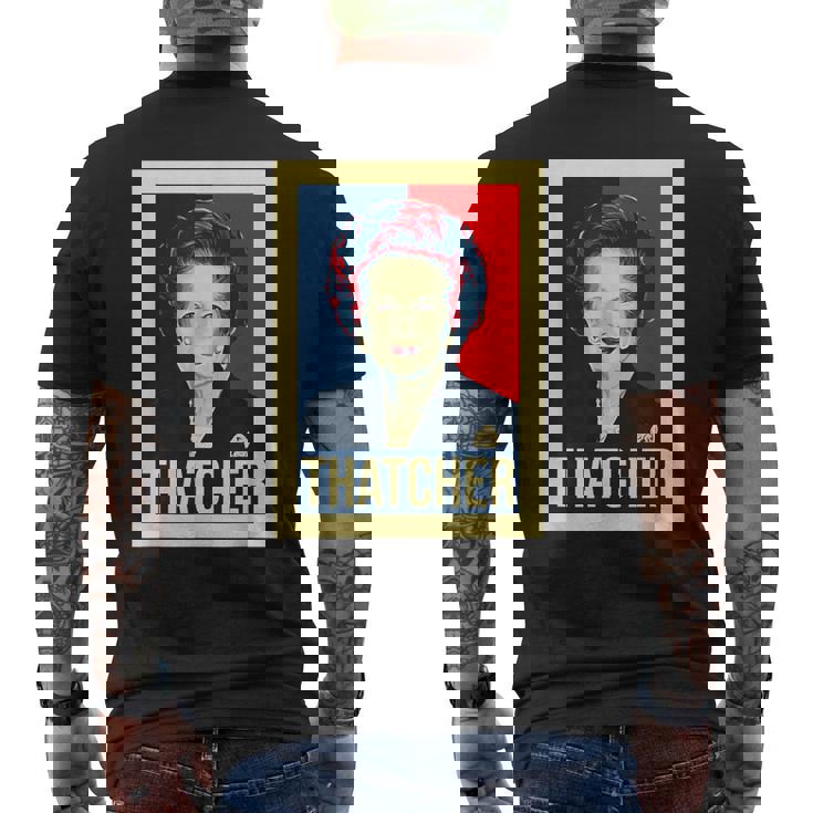 Margaret Thatcher Partito Conservatore T-shirt da uomo con stampa posteriore