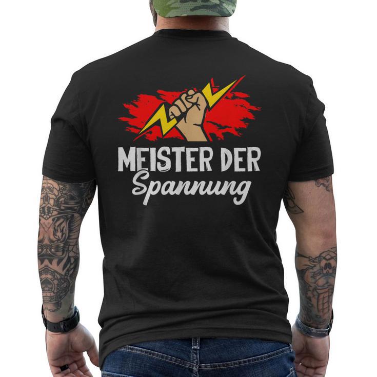 Meister Der Spannung Elektronik Electrician T-Shirt mit Rückendruck