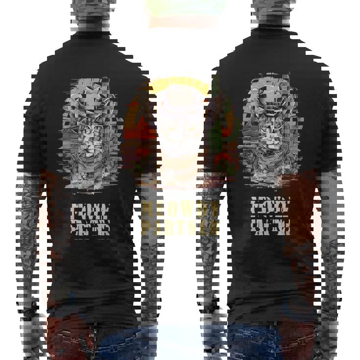 Meowdy Partner Cat Chapeau De Cowboy Humoristique Howdy Meme Wild West T-shirt imprimé au dos