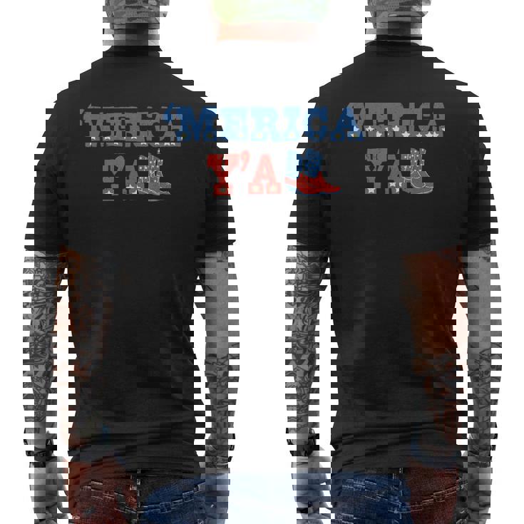 Merica Y'all Retro 4Th Of July Cowboy Cowgirl Western Howdy Men's T-shirt Back Print