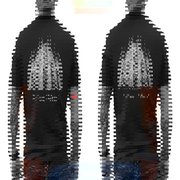 Milán Catedral De Milánintage Italia Amor I Love Milano Camiseta Hombre Estampado Espalda