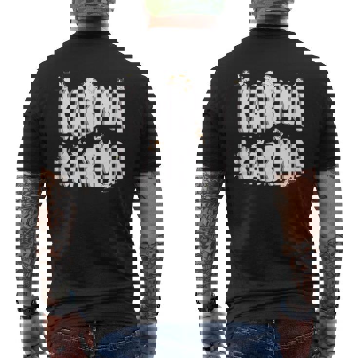Naranja Gris Gatos Blanco Textos De Karma Citas De Memes Camiseta Hombre Estampado Espalda