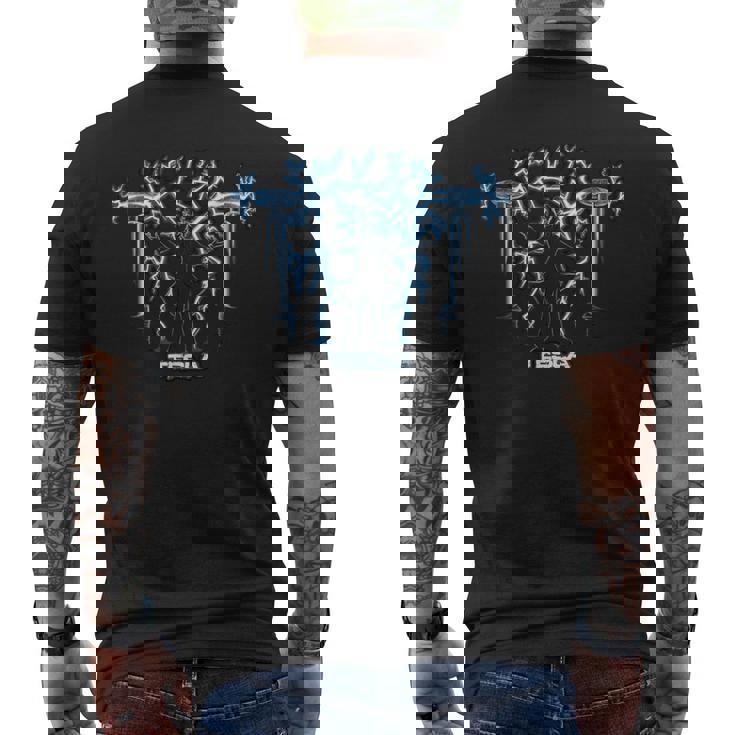 Nikola Tesla Scienziato Pazzo Ingegneria Scientifica T-shirt da uomo con stampa posteriore