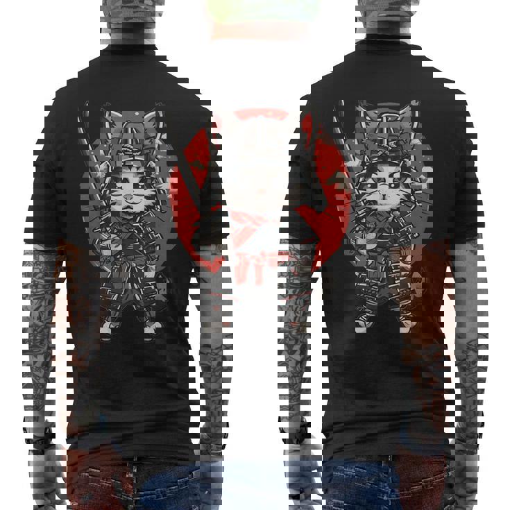 Ninja Arte Japonés Gato Samurai Gatito Kawaii Camiseta Hombre Estampado Espalda