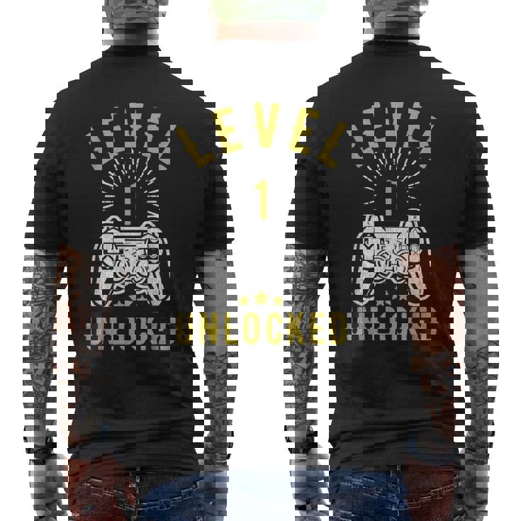 Nivel 1 Desbloqueado Aniversario 1ª Boda Camiseta Hombre Estampado Espalda