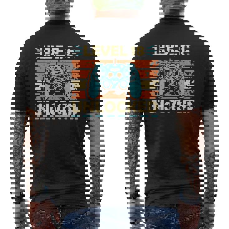 Nivel 18 Desbloqueado 18 Cumpleaños 18 Añosideojuegos Camiseta Hombre Estampado Espalda