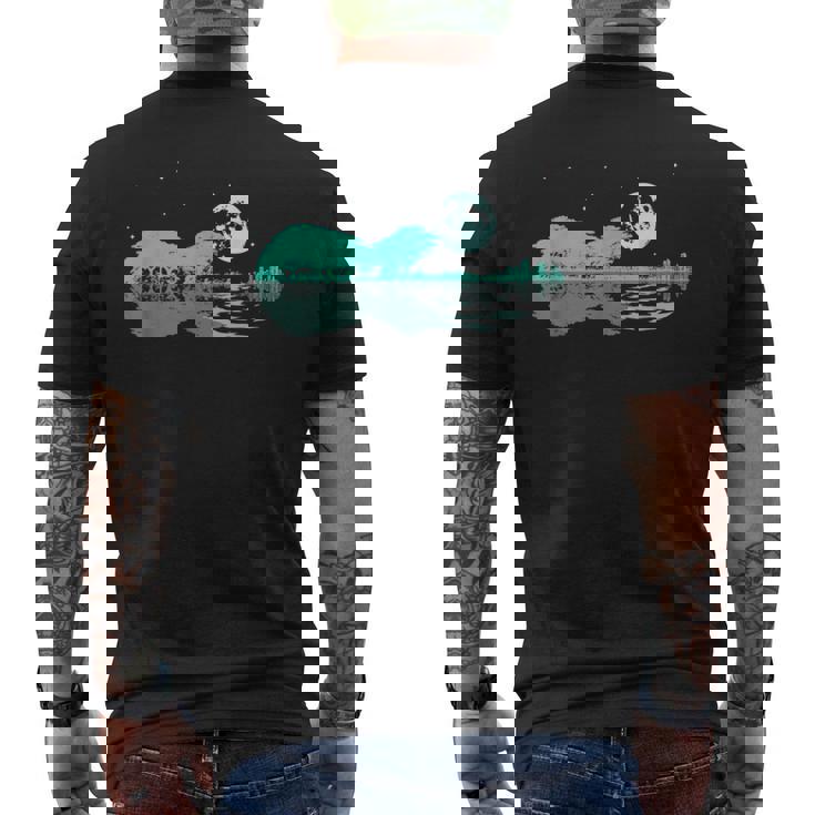 Noche Lago Guitarra Eléctrica Reflejos Amante De La Guitarra Camiseta Hombre Estampado Espalda