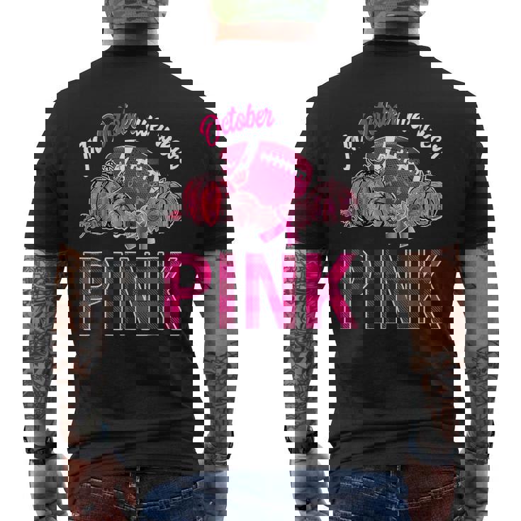 In October We Wear Pink Football Breast Cancer Awareness Men's T-shirt Back Print