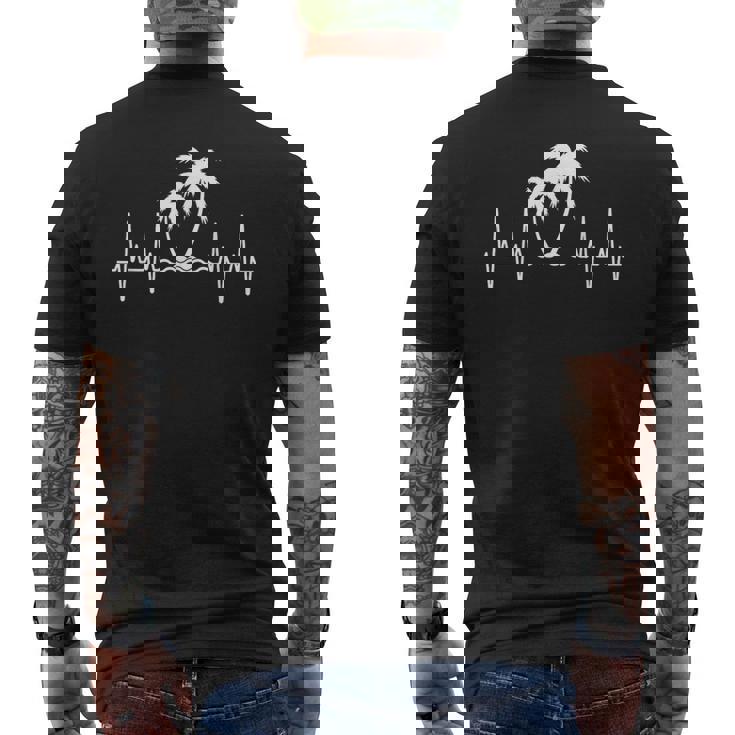 Palm Tree Heartbeat Tropical Summer Beach Vacay Men's T-shirt Back Print