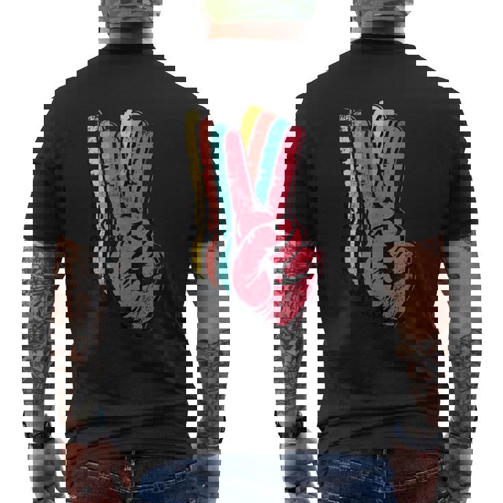 Peace Hand Sign Retro Vintage 70S 80S 90S Pop Culture Men's T-shirt Back Print
