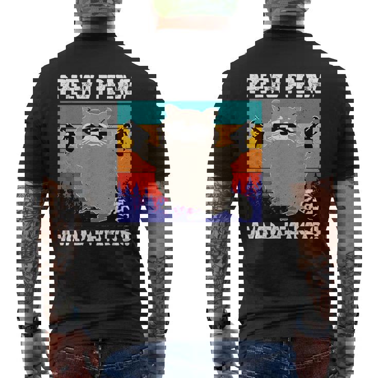 Pew Pew Madafakas Crazy Mapache Gun Regalos Divertidos Camiseta Hombre Estampado Espalda