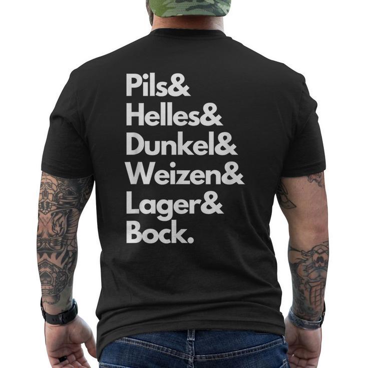 Pils Helles Dunkel Weizen Lager & Bock Biersorten Bier Trink T-Shirt mit Rückendruck