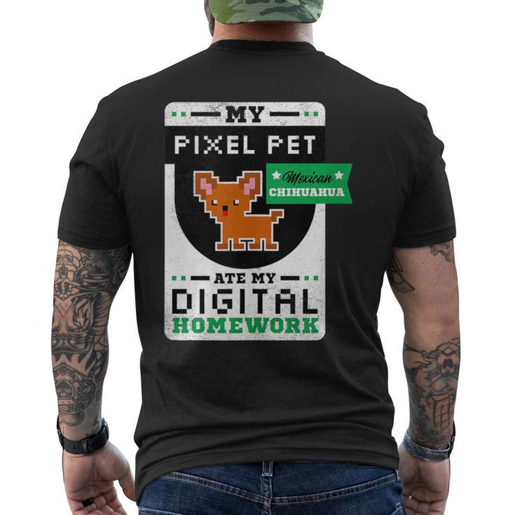 Pixel Pet Ate My Digital Homework Online Chihuahua Dog Tank Top Men's Back Print T-Shirt