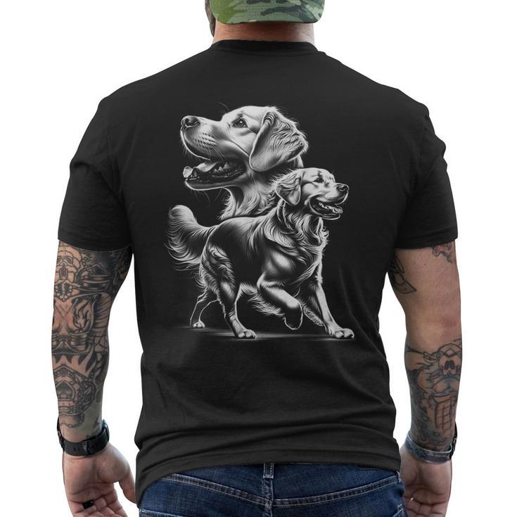 Playful Golden Retriever Dog In Photorealistic Style T-Shirt mit Rückendruck