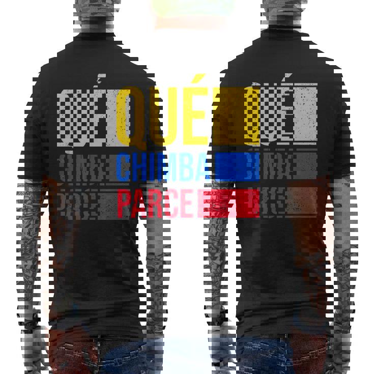 Qué Chimba Parce Colombia Flag Retro Vintage Colombian Slang Men's T-shirt Back Print