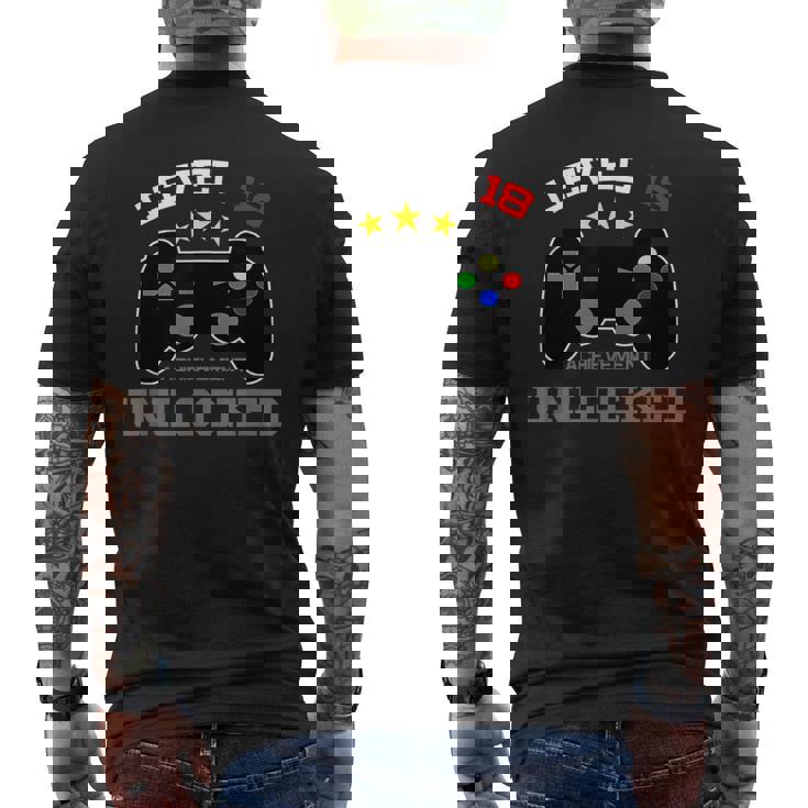 Regalo De Cumpleaños 18 Nivel 18 Logros Desbloqueados Camiseta Hombre Estampado Espalda