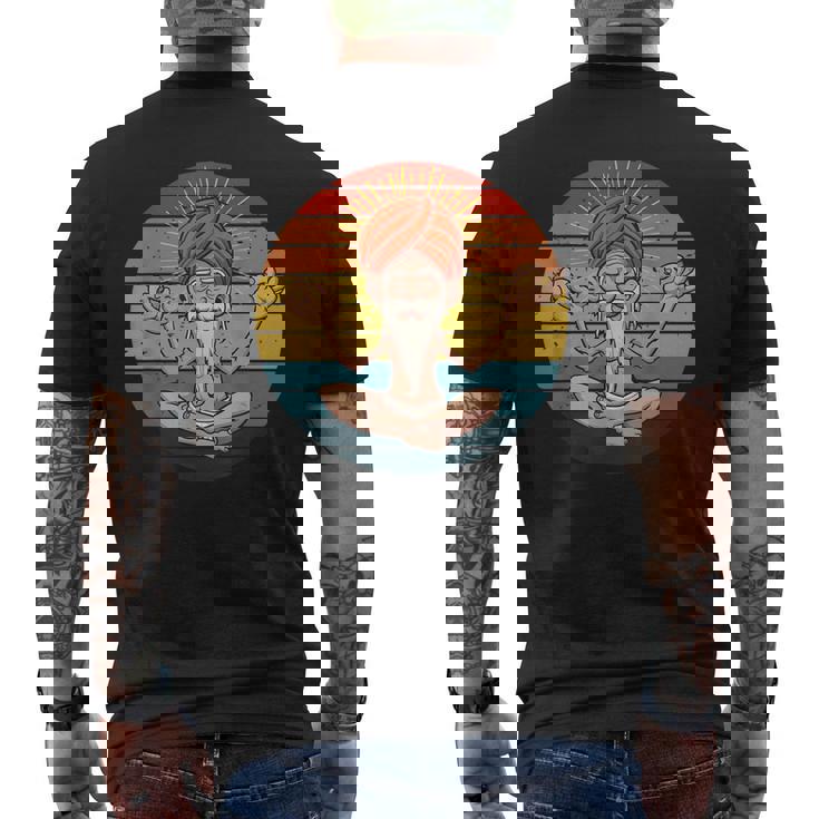Retró Meditazione Yoga Guru Yogaintage T-shirt da uomo con stampa posteriore