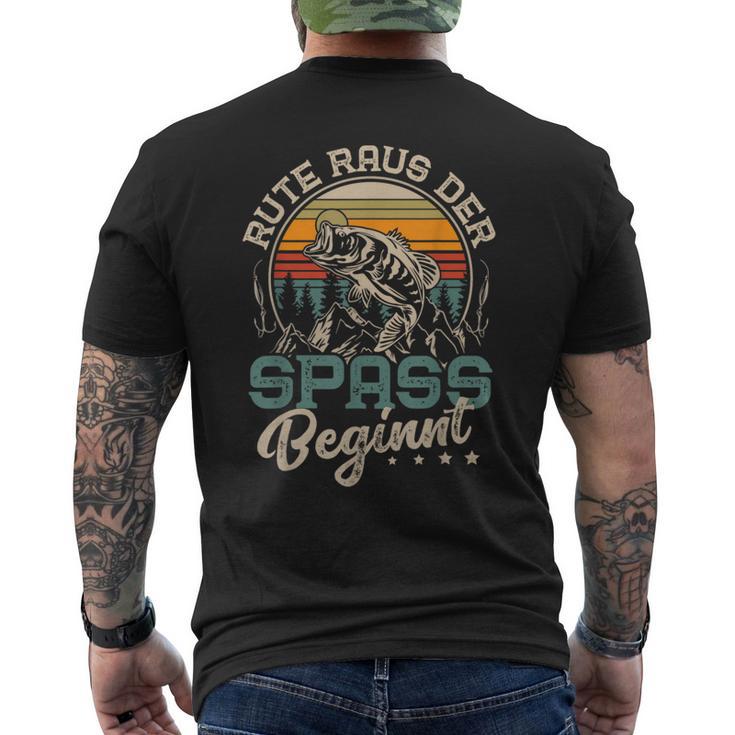 Rute Raus Der Spass Beginnt Fishingintage Angler T-Shirt mit Rückendruck