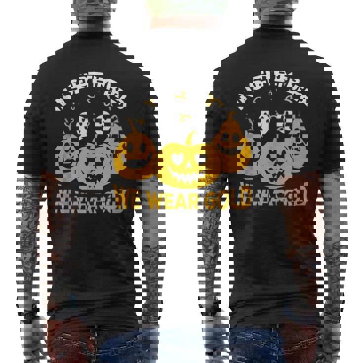 In September We Wear Gold Scary Pumpkin And Ghosts Costume Men's T-shirt Back Print