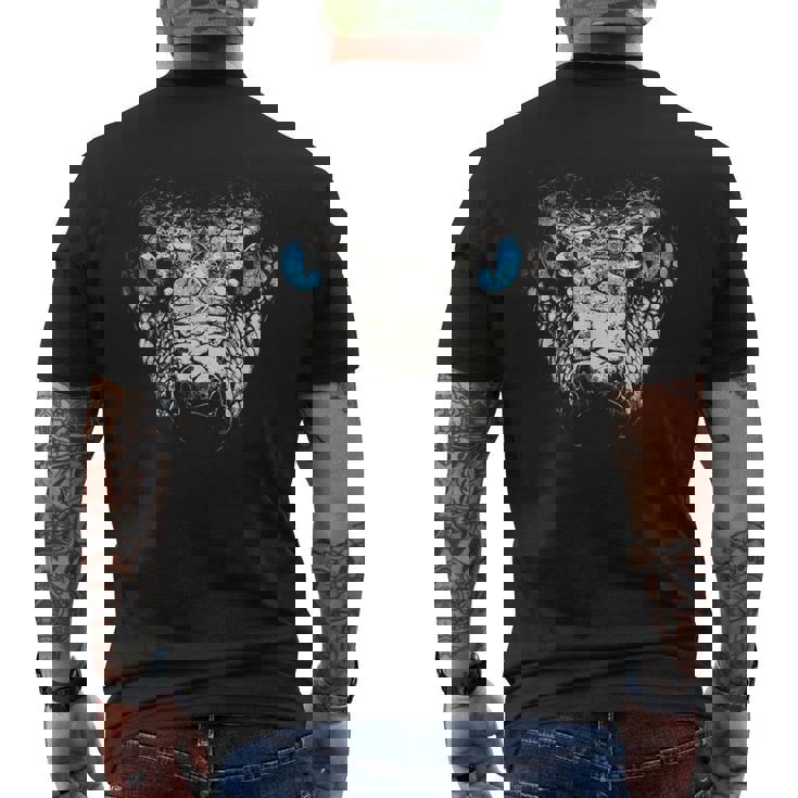 Serpiente Animal Motivo Ojos Azules Arte Serpiente Camiseta Hombre Estampado Espalda