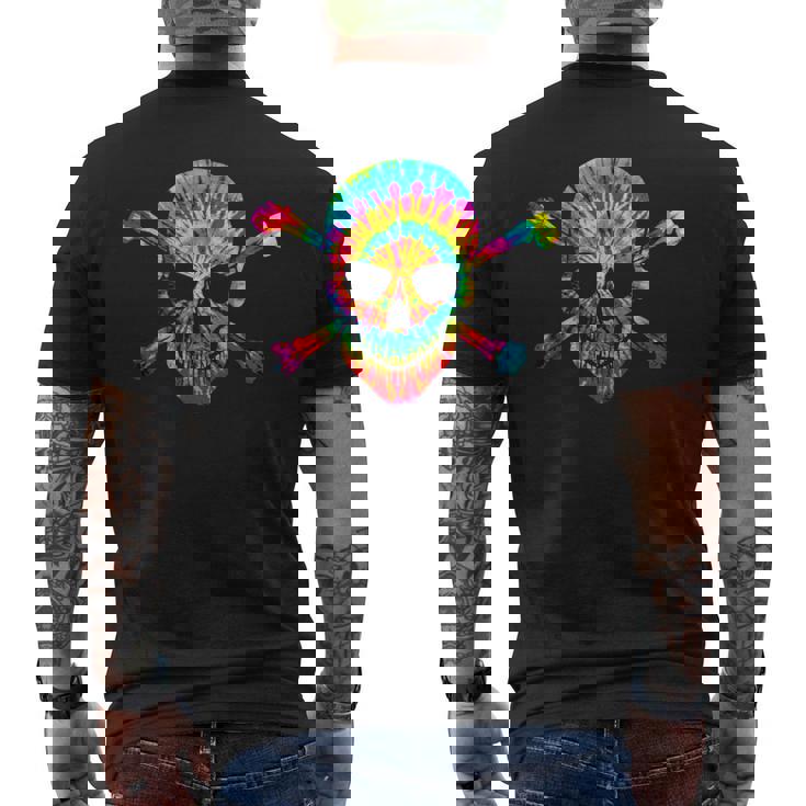 Skull Crossbones Skeleton Colorful Graphic Tie Dye Men's T-shirt Back Print