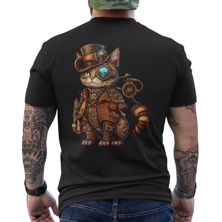 Steam Punk Cat Kitten Kitty Steampunk T-Shirt mit Rückendruck