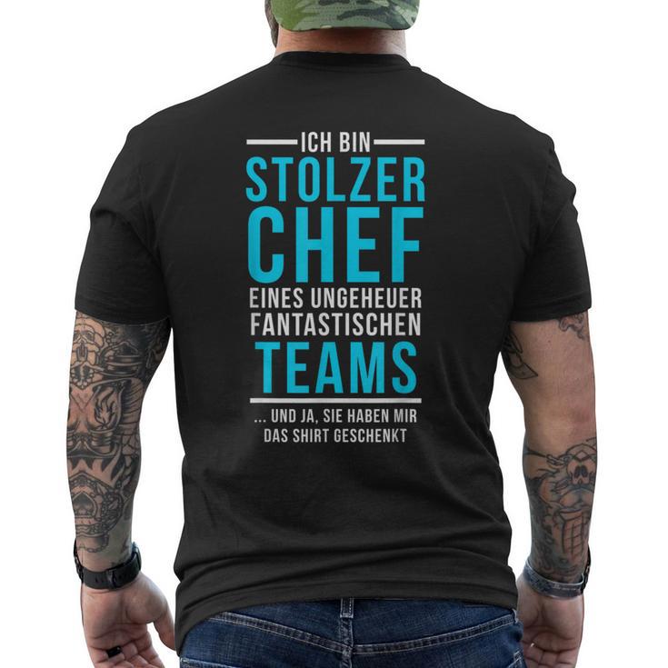 Stolzer Chef Eines Fantastische Teams Saying T-Shirt mit Rückendruck