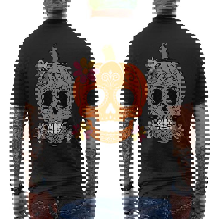 Sugar Skull Pumpkin Mexican Halloween Dia De Los Muertos Men's T-shirt Back Print