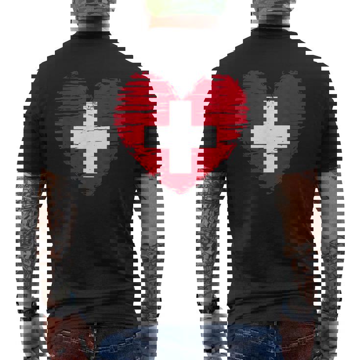 Switzerland Heart Swiss Flag Swiss Pride Camiseta Hombre Estampado Espalda